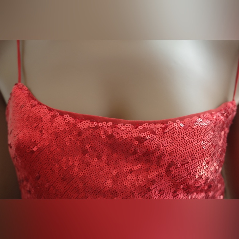 Zara sequin red spaghetti dress XS - Picture 6 of 10